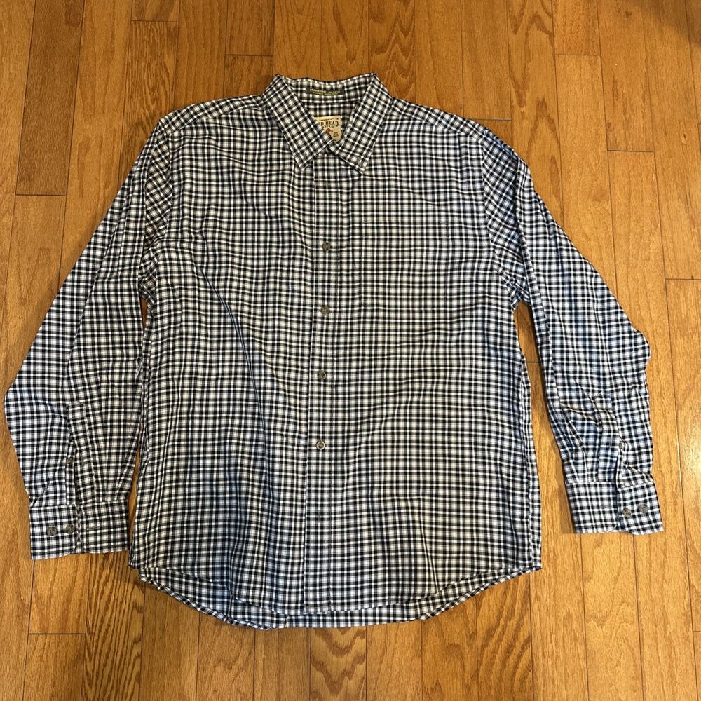 RED HEAD Flannel Shirt Mens XL Black White Plaid Button Front Long Sleeve